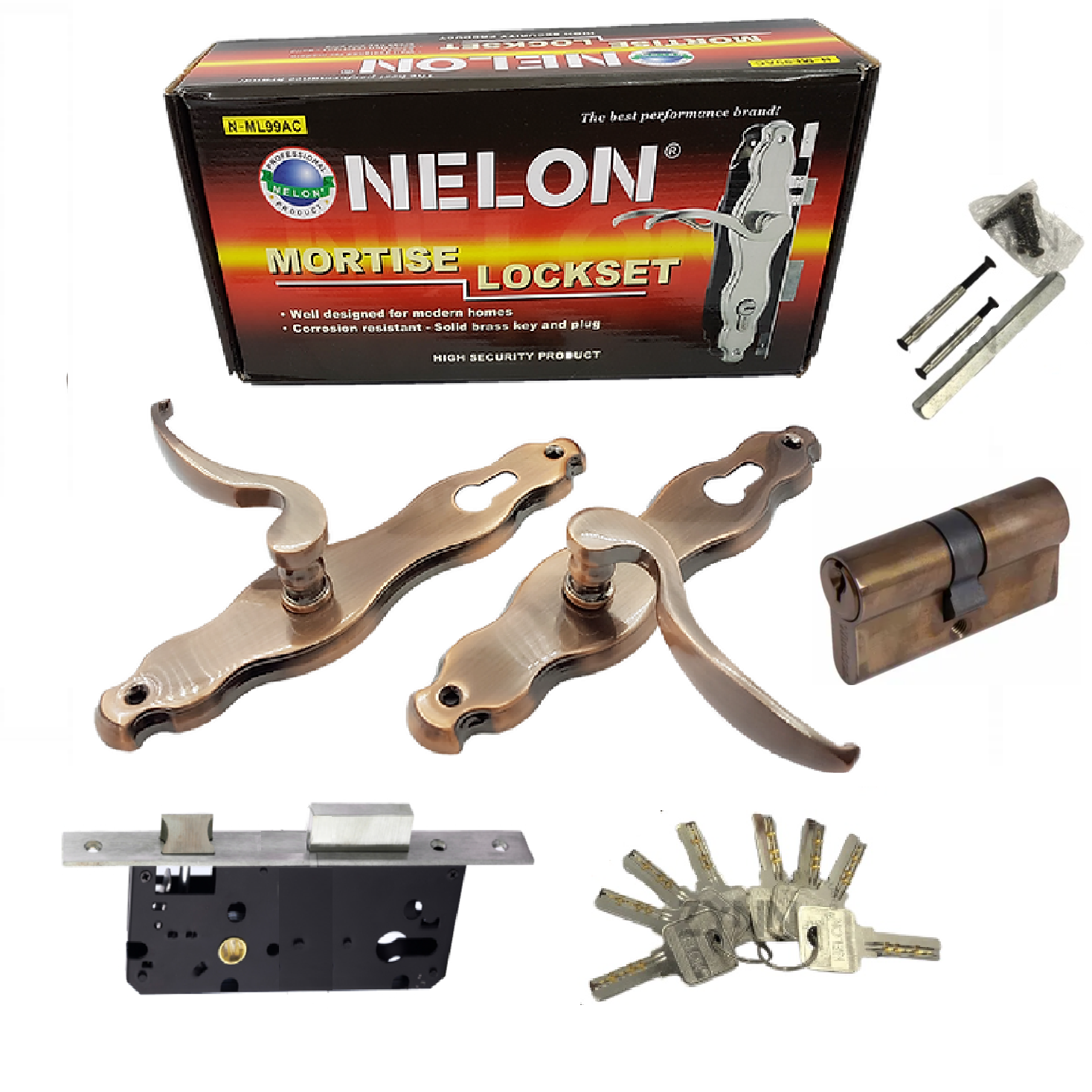 NELON High Security METAL GATE LOCK Full Set Comes With 8 PUNCHED KEYS
